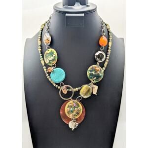 Green Freshwater Pearl Crystal Toggle Necklace & Beaded Fun Costume Necklace